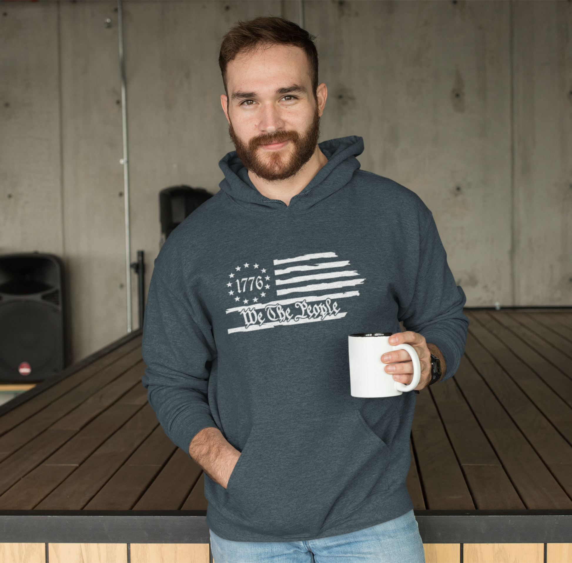 We The People 1776 Flag Patriotic Unisex Hoodie, Freedom & Liberty Sweatshirt, American Flag Hooded Sweatshirt, - Premium Hoodie from Printify - Just $39.99! Shop now at Old Glory 1776 Apparel