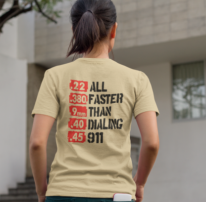 All Faster Than Dialing 911 Patriotic Unisex T-Shirt, 2nd Amendment Unisex Tee, , Premium Shirt, American Patriot Gift, - Premium T-Shirt from Printify - Just $28.99! Shop now at Old Glory 1776 Apparel