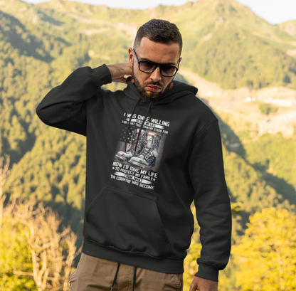 I was once willing to give my life, Unisex Hoodie, Proud Military Veteran, Army Gift for Him, Navy Wife Gift - Premium Hoodie from Printify - Just $39.99! Shop now at Old Glory 1776 Apparel