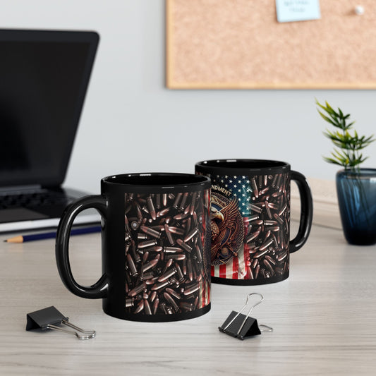 2nd Amendment W/ Ammo Background Black Mug (11oz, 15oz) - Premium Mug from Old Glory 1776 Apparel - Just $19.99! Shop now at Old Glory 1776 Apparel