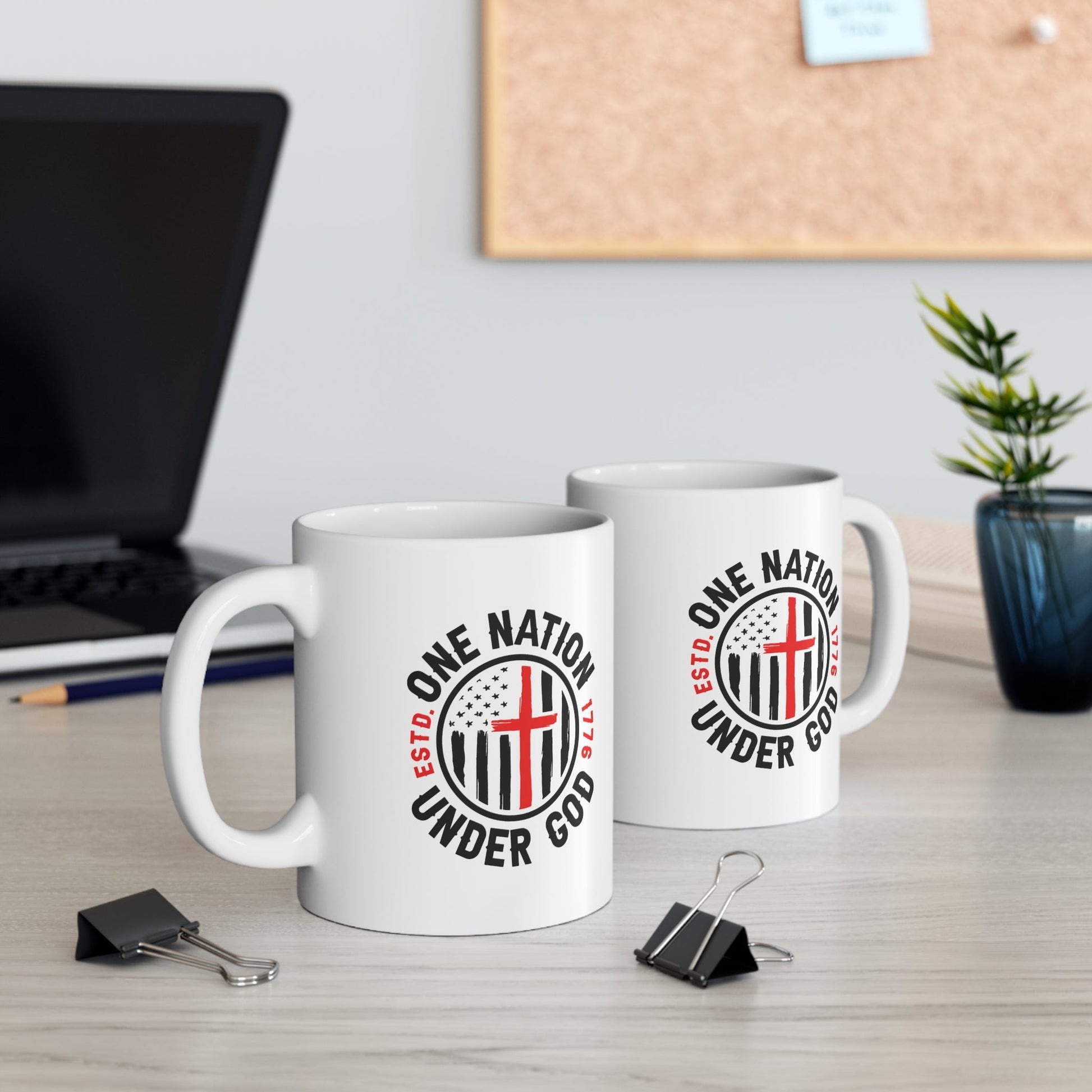 One Nation Under God White Mug (11oz, 15oz) – Christian Faith & American Flag Design, Patriotic Mug - Premium Mug from Old Glory 1776 Apparel - Just $19.99! Shop now at Old Glory 1776 Apparel