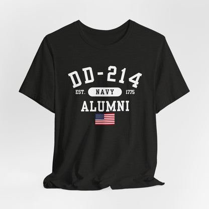 DD-214 Alumni (US Navy) Military Retirement T-Shirt, Proud US Navy Veteran Tee, Perfect Gift for Veterans, Patriotic Wear for Veterans Day - Premium T-Shirt from Old Glory 1776 Apparel - Just $26.99! Shop now at Old Glory 1776 Apparel