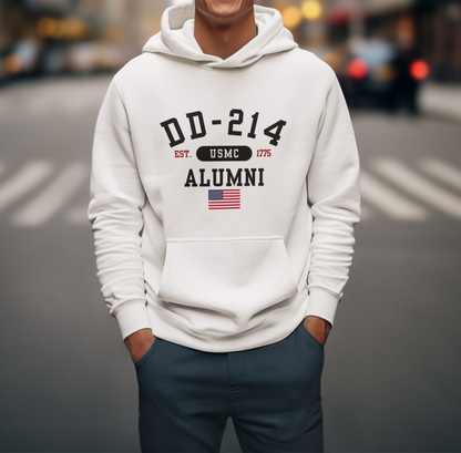 DD-214 Alumni (USMC) Hoodie, Veteran Gift, Military Apparel, USMC Sweatshirt, Marine Corps - Premium Hoodie from Printify - Just $39.99! Shop now at Old Glory 1776 Apparel