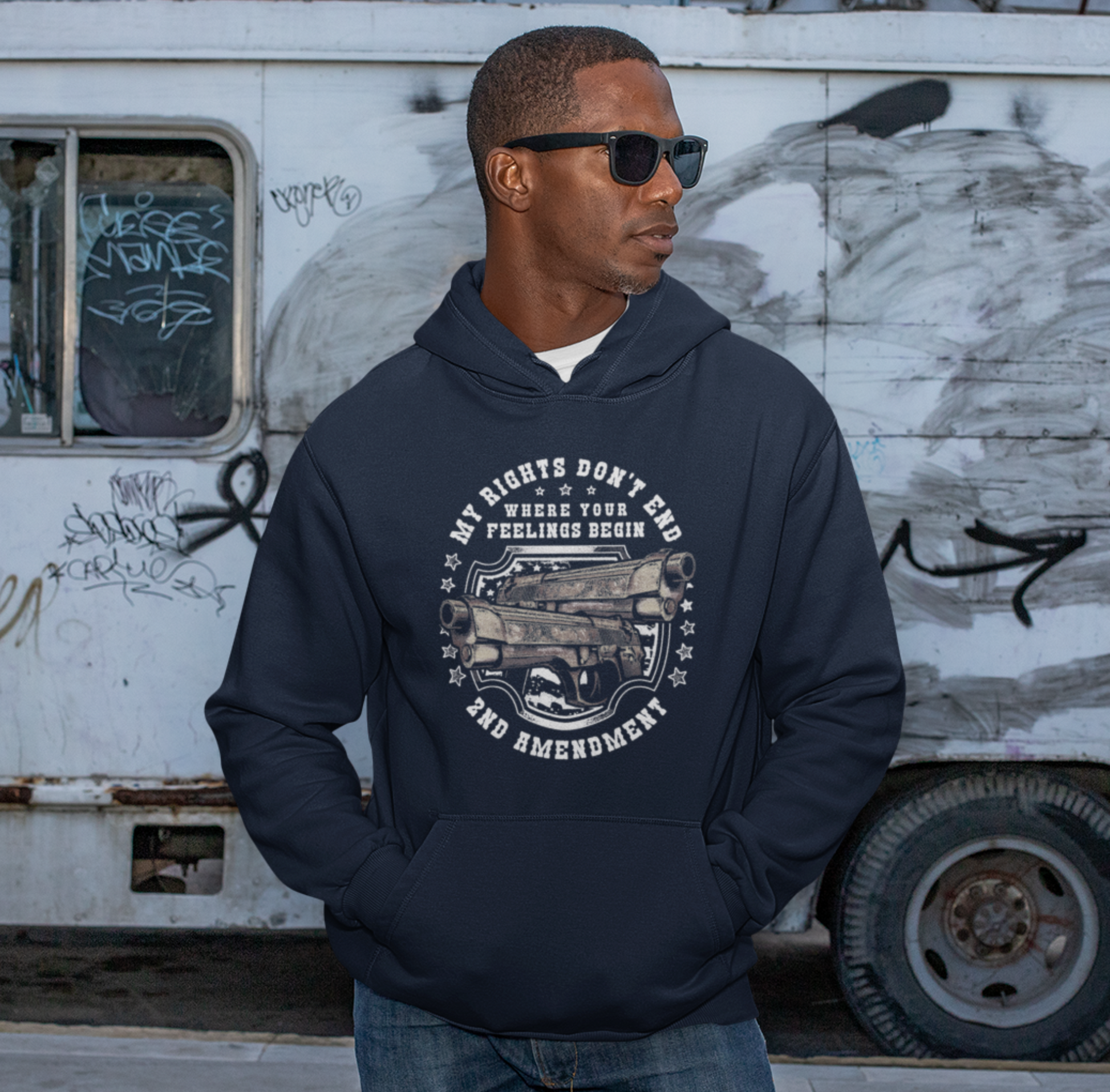 My Rights Don't End Where Your Feelings Begin, Patriotic Unisex Hoodie, Liberty and Freedom Sweatshirt, 2nd Amendment Rights, - Premium Hoodie from Printify - Just $39.99! Shop now at Old Glory 1776 Apparel