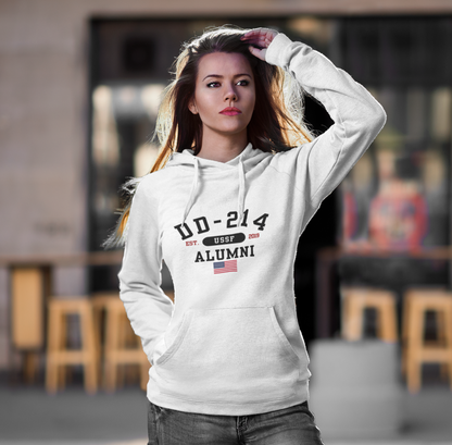 DD-214 Alumni - U.S. Space Force - Unisex Hoodie, Military Veteran Gift, Patriotic Sweatshirt, Veteran Apparel, Military Retirement - Premium Hoodie from Old Glory 1776 Apparel - Just $39.99! Shop now at Old Glory 1776 Apparel