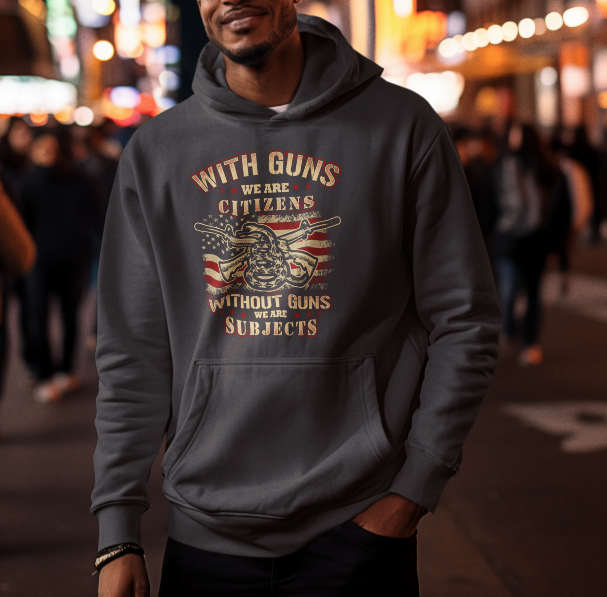 With Guns We Are Citizens, Without Guns We Are Subjects, Unisex Hoodie, 2nd Amendment Supporter, Patriotic Apparel - Premium Hoodie from Printify - Just $39.99! Shop now at Old Glory 1776 Apparel