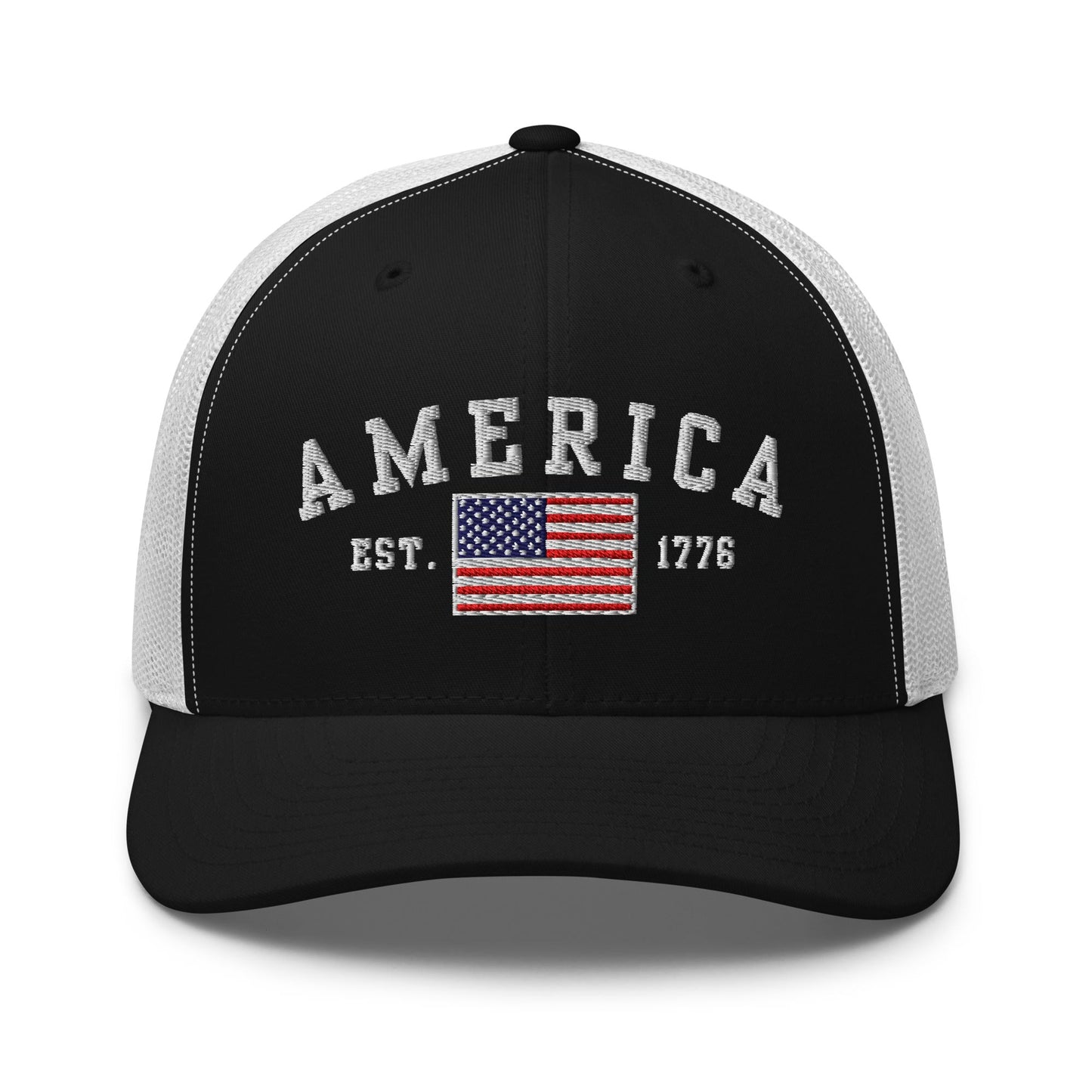 America Est. 1776 Trucker Hat – Patriotic Cap for Proud Americans - Premium Trucker Cap from Old Glory 1776 Apparel - Just $29.99! Shop now at Old Glory 1776 Apparel