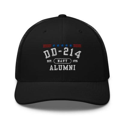 DD-214 Alumni Trucker Hat (US Navy), Military Retirement Gift - Premium Trucker Cap from Old Glory 1776 Apparel - Just $29.99! Shop now at Old Glory 1776 Apparel