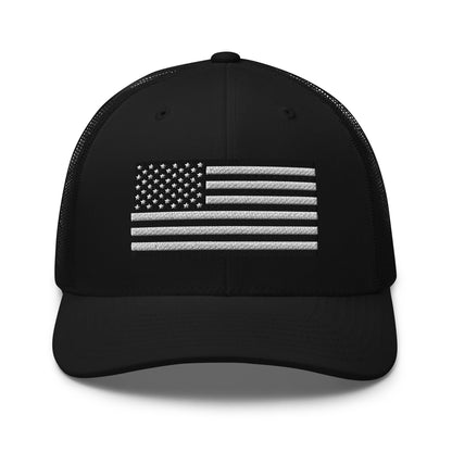 B&W U.S. Flag Trucker Cap, Patriotic Hat, US Flag Trucker Hat - Premium Trucker Cap from Old Glory 1776 Apparel - Just $29.99! Shop now at Old Glory 1776 Apparel