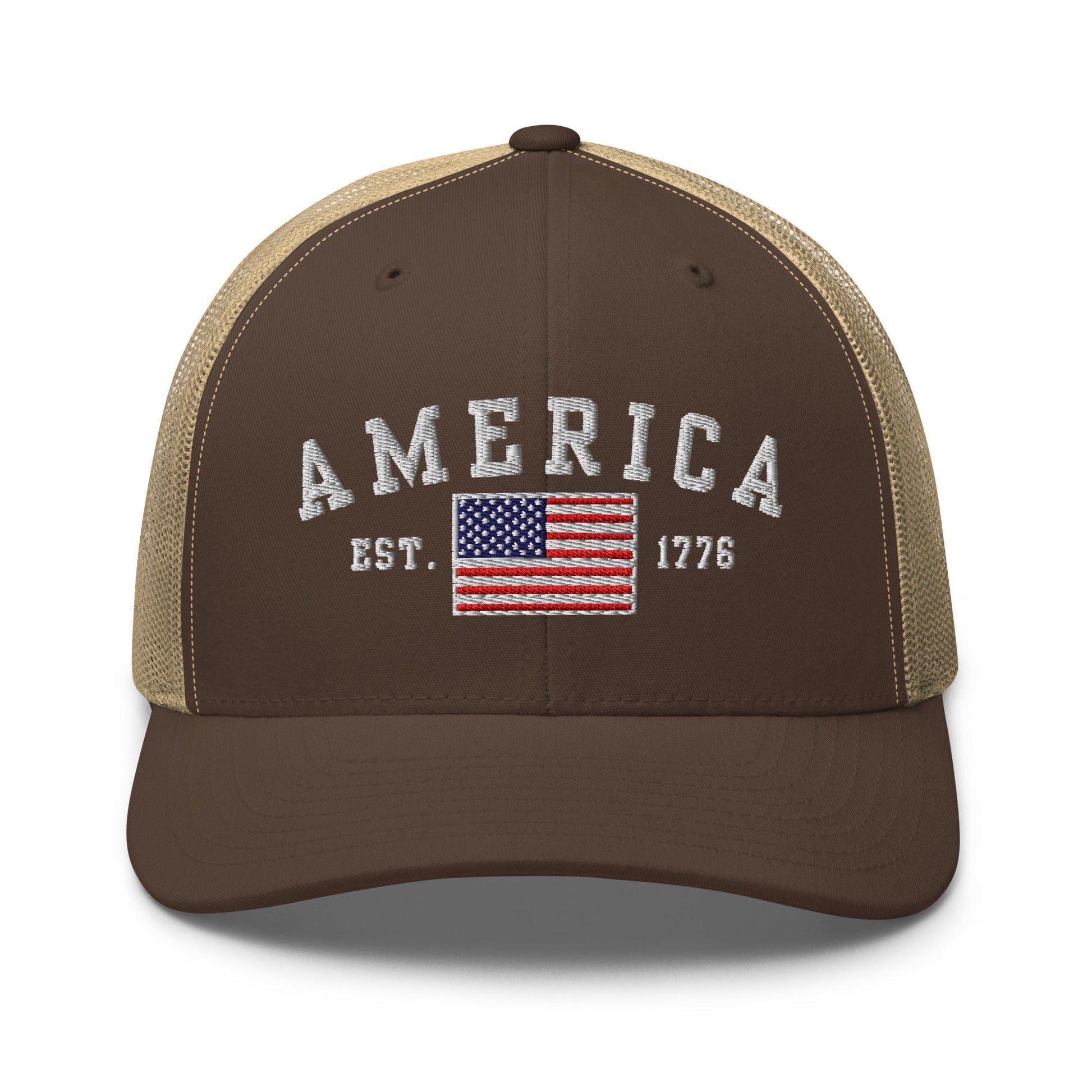 America Est. 1776 Trucker Hat – Patriotic Cap for Proud Americans - Premium Trucker Cap from Old Glory 1776 Apparel - Just $29.99! Shop now at Old Glory 1776 Apparel