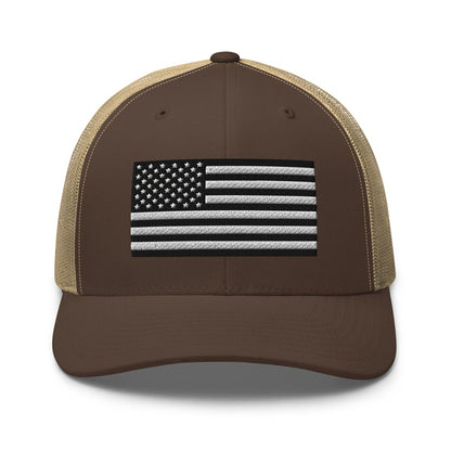 B&W U.S. Flag Trucker Cap, Patriotic Hat, US Flag Trucker Hat - Premium Trucker Cap from Old Glory 1776 Apparel - Just $29.99! Shop now at Old Glory 1776 Apparel