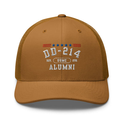 DD-214 Alumni (US Marines) Trucker Hat , Military Retirement Gift - Premium Trucker Cap from Old Glory 1776 Apparel - Just $29.99! Shop now at Old Glory 1776 Apparel