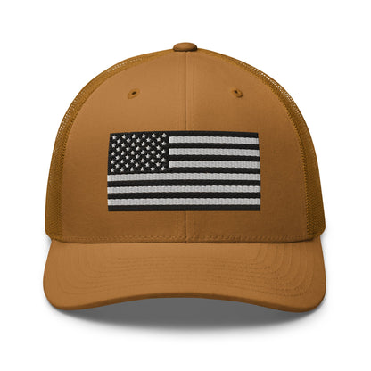 B&W U.S. Flag Trucker Cap, Patriotic Hat, US Flag Trucker Hat - Premium Trucker Cap from Old Glory 1776 Apparel - Just $29.99! Shop now at Old Glory 1776 Apparel