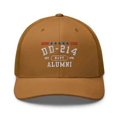 DD-214 Alumni Trucker Hat (US Navy), Military Retirement Gift - Premium Trucker Cap from Old Glory 1776 Apparel - Just $29.99! Shop now at Old Glory 1776 Apparel