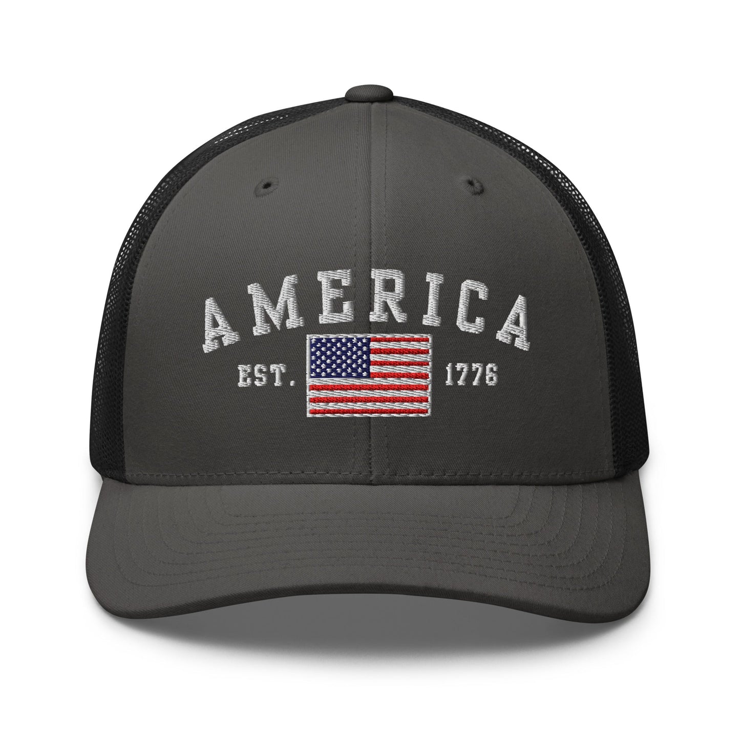 America Est. 1776 Trucker Hat – Patriotic Cap for Proud Americans - Premium Trucker Cap from Old Glory 1776 Apparel - Just $29.99! Shop now at Old Glory 1776 Apparel