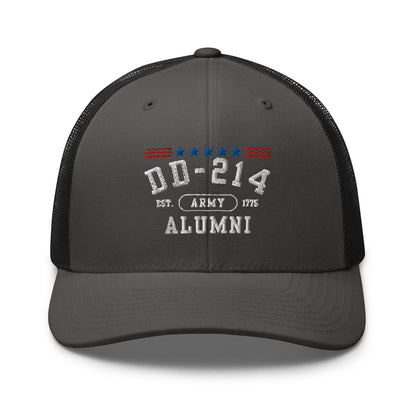 DD-214 Alumni Trucker Hat (US Army), Military Retirement Gift, Patriotic Cap - Premium Trucker Cap from Old Glory 1776 Apparel - Just $29.99! Shop now at Old Glory 1776 Apparel