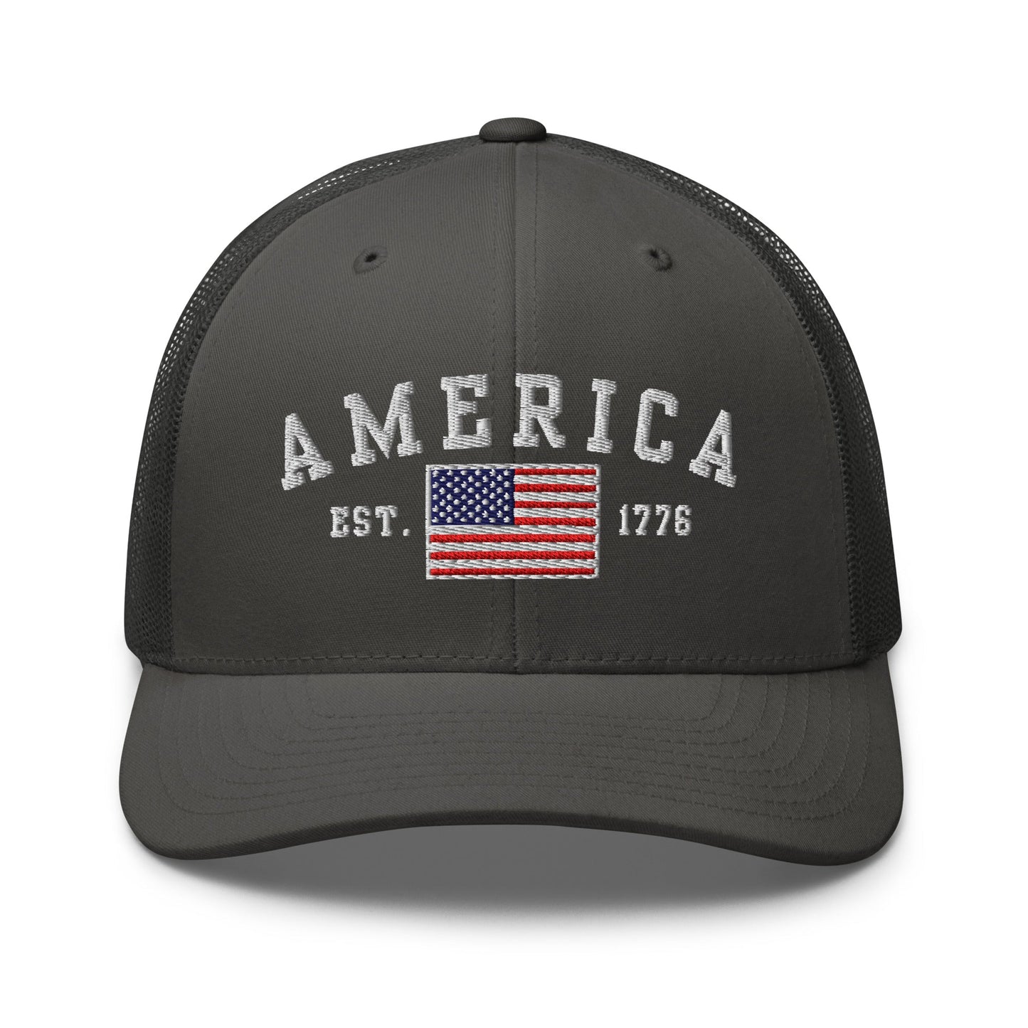 America Est. 1776 Trucker Hat – Patriotic Cap for Proud Americans - Premium Trucker Cap from Old Glory 1776 Apparel - Just $29.99! Shop now at Old Glory 1776 Apparel