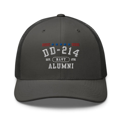 DD-214 Alumni Trucker Hat (US Navy), Military Retirement Gift - Premium Trucker Cap from Old Glory 1776 Apparel - Just $29.99! Shop now at Old Glory 1776 Apparel