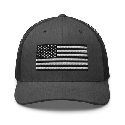 B&W U.S. Flag Trucker Cap, Patriotic Hat, US Flag Trucker Hat - Premium Trucker Cap from Old Glory 1776 Apparel - Just $29.99! Shop now at Old Glory 1776 Apparel