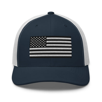 B&W U.S. Flag Trucker Cap, Patriotic Hat, US Flag Trucker Hat - Premium Trucker Cap from Old Glory 1776 Apparel - Just $29.99! Shop now at Old Glory 1776 Apparel