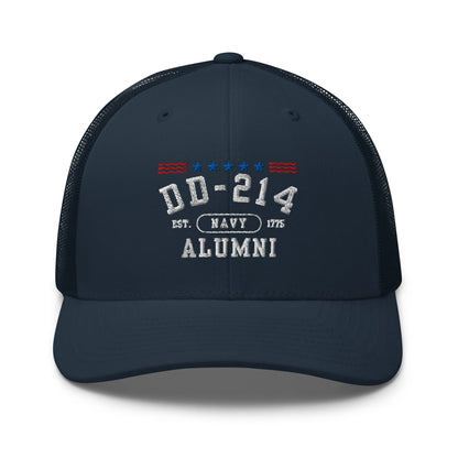 DD-214 Alumni Trucker Hat (US Navy), Military Retirement Gift - Premium Trucker Cap from Old Glory 1776 Apparel - Just $29.99! Shop now at Old Glory 1776 Apparel