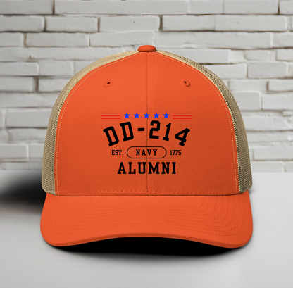 DD-214 Alumni Trucker Hat (US Navy), Military Retirement Gift - Premium Trucker Cap from Old Glory 1776 Apparel - Just $29.99! Shop now at Old Glory 1776 Apparel