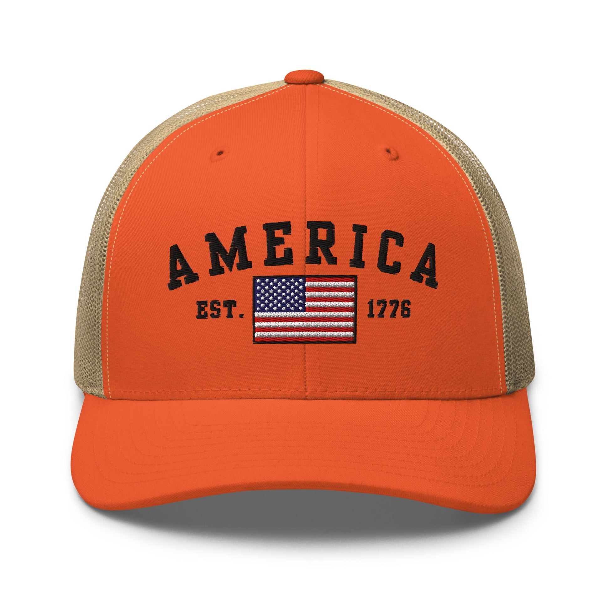 America Est. 1776 Trucker Hat – Patriotic Cap for Proud Americans - Premium Trucker Cap from Old Glory 1776 Apparel - Just $29.99! Shop now at Old Glory 1776 Apparel