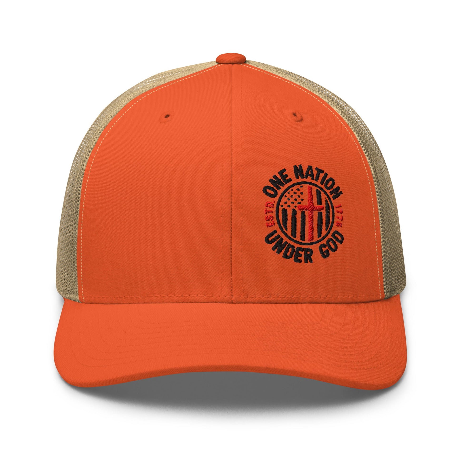 One Nation Under God Trucker Hat – Patriotic Flag and Cross Design - Premium Trucker Cap from Old Glory 1776 Apparel - Just $29.99! Shop now at Old Glory 1776 Apparel