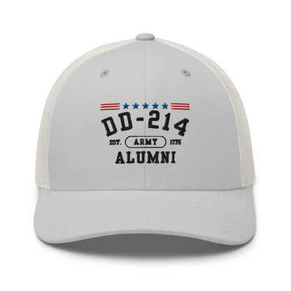 DD-214 Alumni Trucker Hat (US Army), Military Retirement Gift, Patriotic Cap - Premium Trucker Cap from Old Glory 1776 Apparel - Just $29.99! Shop now at Old Glory 1776 Apparel