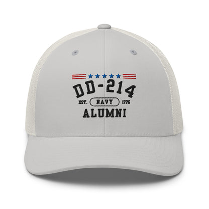 DD-214 Alumni Trucker Hat (US Navy), Military Retirement Gift - Premium Trucker Cap from Old Glory 1776 Apparel - Just $29.99! Shop now at Old Glory 1776 Apparel