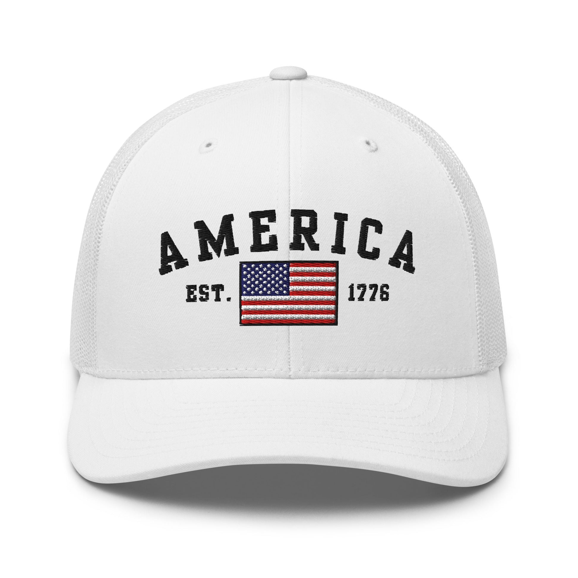 America Est. 1776 Trucker Hat – Patriotic Cap for Proud Americans - Premium Trucker Cap from Old Glory 1776 Apparel - Just $29.99! Shop now at Old Glory 1776 Apparel