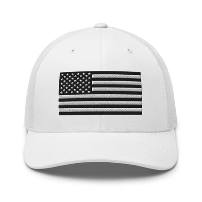 B&W U.S. Flag Trucker Cap, Patriotic Hat, US Flag Trucker Hat - Premium Trucker Cap from Old Glory 1776 Apparel - Just $29.99! Shop now at Old Glory 1776 Apparel