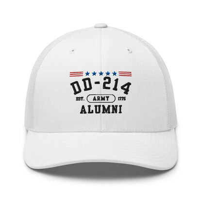 DD-214 Alumni Trucker Hat (US Army), Military Retirement Gift, Patriotic Cap - Premium Trucker Cap from Old Glory 1776 Apparel - Just $29.99! Shop now at Old Glory 1776 Apparel