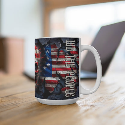 We The People Skull and Flag Patriotic Mug - (11oz-15oz) American Pride, Independence Day Gift, 4th of July Decor, Veteran's Day, Political - Premium Mug from Old Glory 1776 Apparel - Just $19.99! Shop now at Old Glory 1776 Apparel