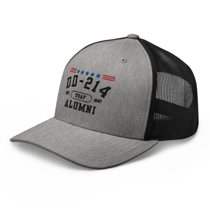 DD-214 Alumni (US Air Force) Trucker Hat , Military Retirement Gift - Premium Trucker Cap from Old Glory 1776 Apparel - Just $29.99! Shop now at Old Glory 1776 Apparel