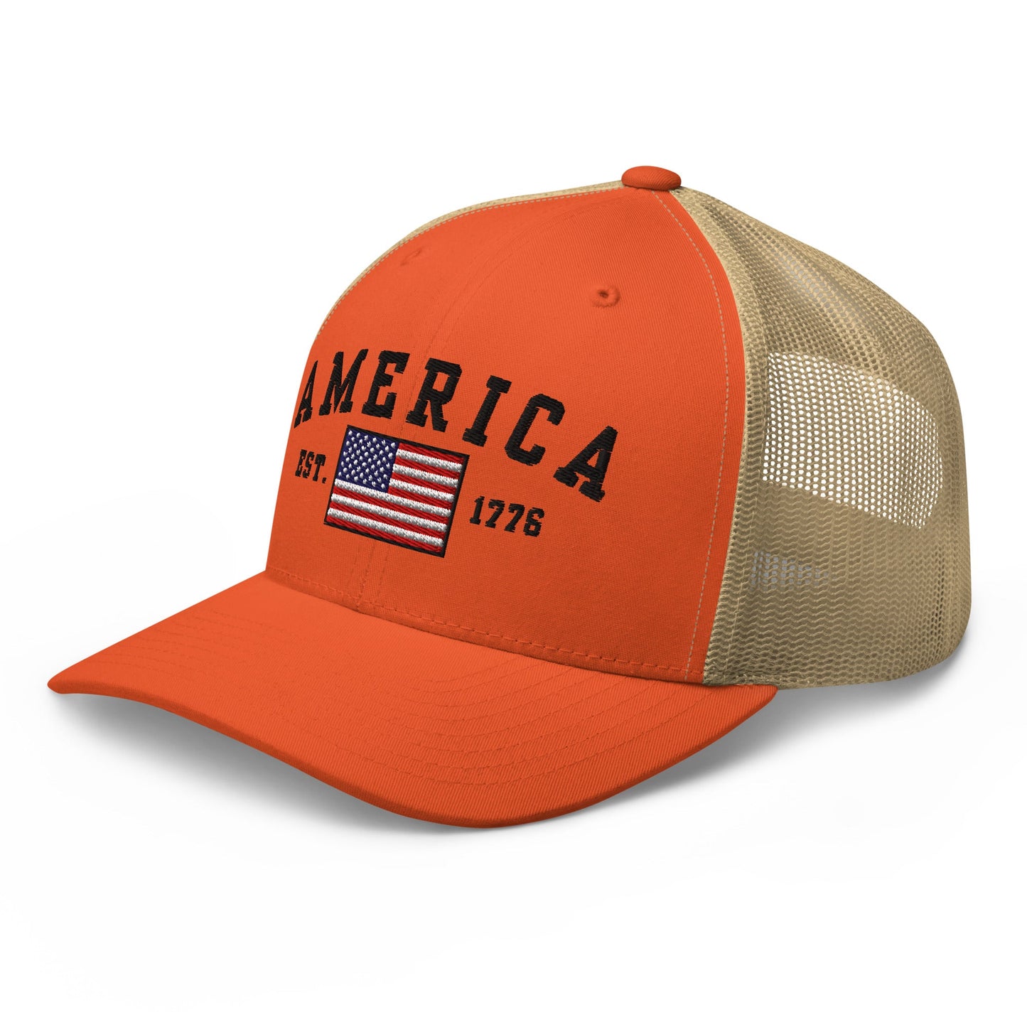 America Est. 1776 Trucker Hat – Patriotic Cap for Proud Americans - Premium Trucker Cap from Old Glory 1776 Apparel - Just $29.99! Shop now at Old Glory 1776 Apparel